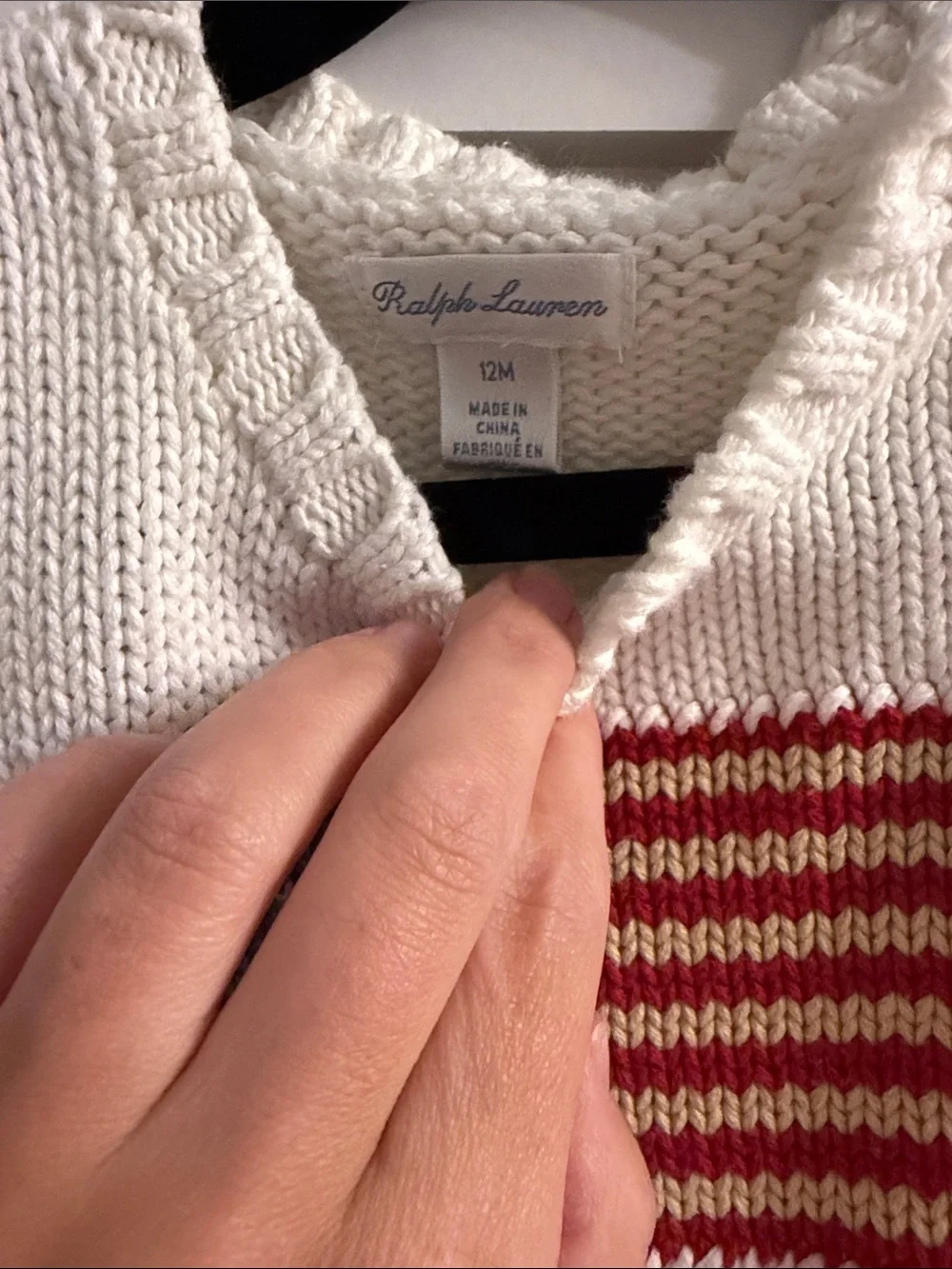 Ralph Lauren Cream Knit Sweater with American Flag
